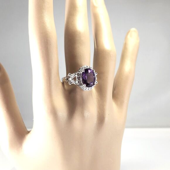 Amethyst Ring 3.1 Carats Sterling Silver Size 7 - Picture 8 of 8